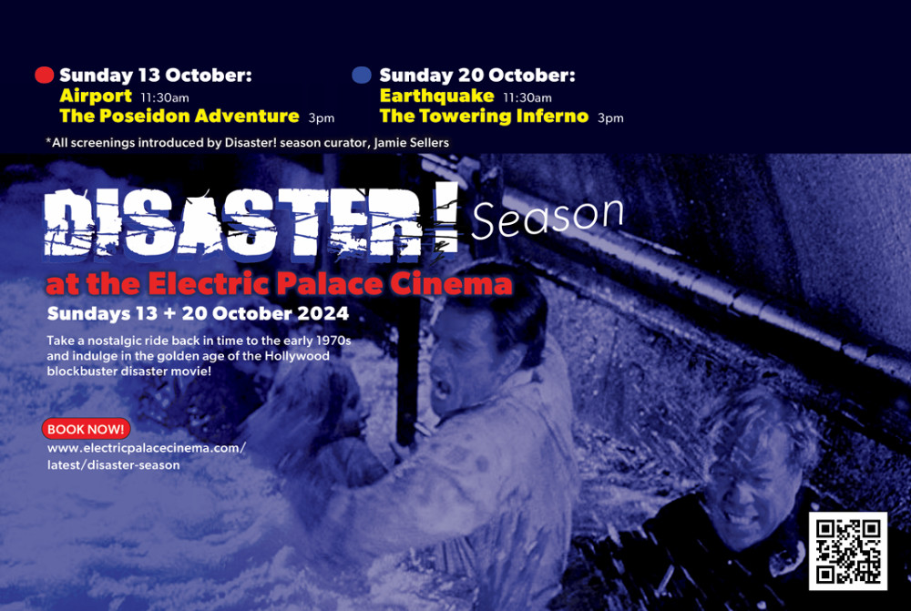 Disaster season flyer - people in distress in water scene